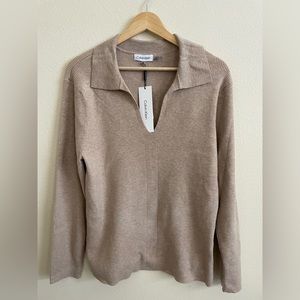 The Calvin Klein Women’s Collared Ribbed Sweater